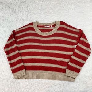 360 Sweater long sleeve crew neck striped sweater linen blend dropped‎ shoulder